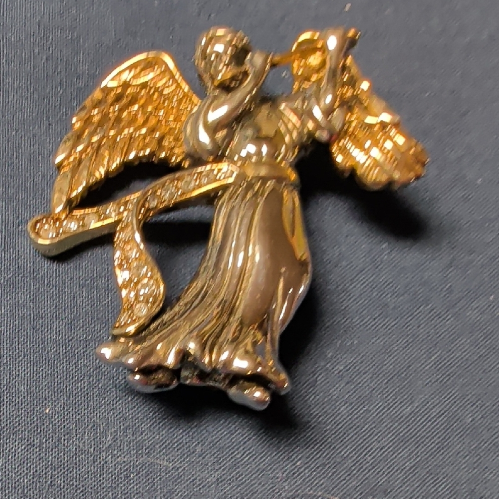 Elegant Gold and Silver Angel Brooch